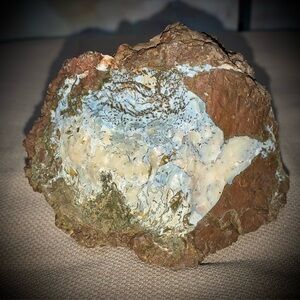 🪨 Natural Blue & Cream Chalcedony Vein in Ironstone Matrix | Raw Collector Rock